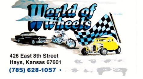World of wheels hays kansas. Contact Information. 426 E 8th St. Hays, KS 67601-4143. Get Directions. Visit Website. (785) 628-1057. This business has 0 reviews. 
