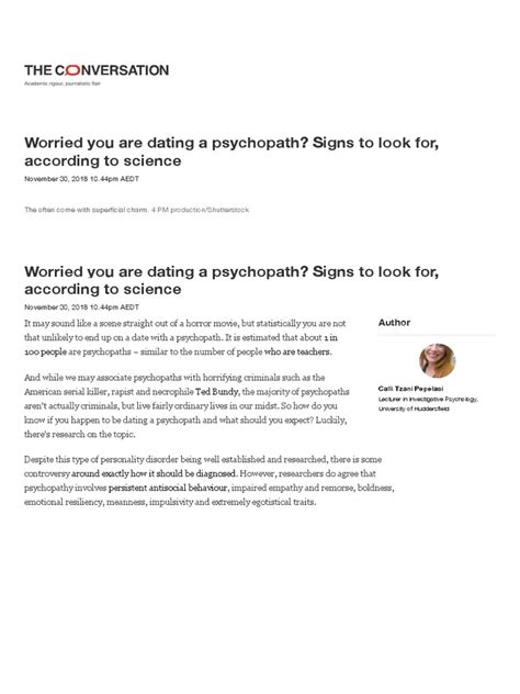 Worried you are dating a psychopath? Signs to look for, …