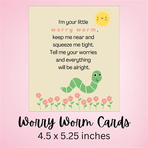 Worry Worm Poem Printable Post Cards and Tags in 2 Sizes in 2022