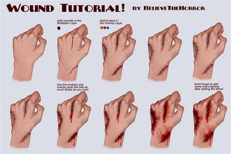 Wound Tutorial by BelieveTheHorror on DeviantArt Body Reference