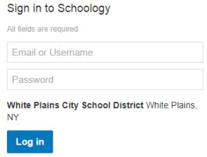 Wpcsd schoology. White Plains School District. Log in with LDAP. Having trouble? Contact Ron Velez, ronvelez@wpcsd.k12.ny.us. Or get help logging in. Clever Badge log in. Parent/guardian log in District admin log in. 