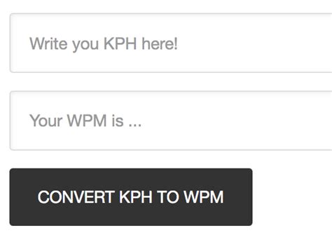 Feb 8, 2011 · KPH: WPM: Click Here for Words per Minute to Keystrokes per Hour. Posted by edwardintoronto at 12:31 PM. Email ThisBlogThis!Share to TwitterShare to FacebookShare to Pinterest. Labels: . 