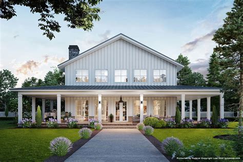 Wrap around porch barndominium. BuildMax does it again! Designing one of the most amazing barndominium plans ever. The BM3945 is a stunning custom house plan that features a vaulted great r... 