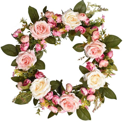 Wreath of PINK ROSES & Lavender MORNING GLORIES Vintage …