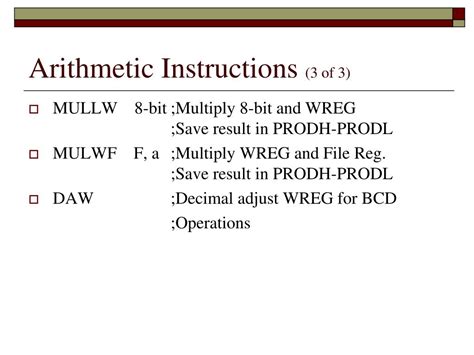 Wreg pic18f.  Example 7-4 shows the sequence to do an 8x8 signed multiplic...