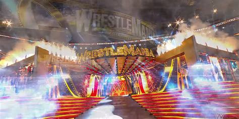 Wrestlemania 39 stage. It's only an issue if it's a heavy storm with strong winds. The rain will not affect the stage or show. If it's typical rain, it does not get into the stadium. BTW, even if it's a heavy storm, the people in the seats do not get wet. The rain only enters on the sides. The walkways get wet, not the fans in the seats. 