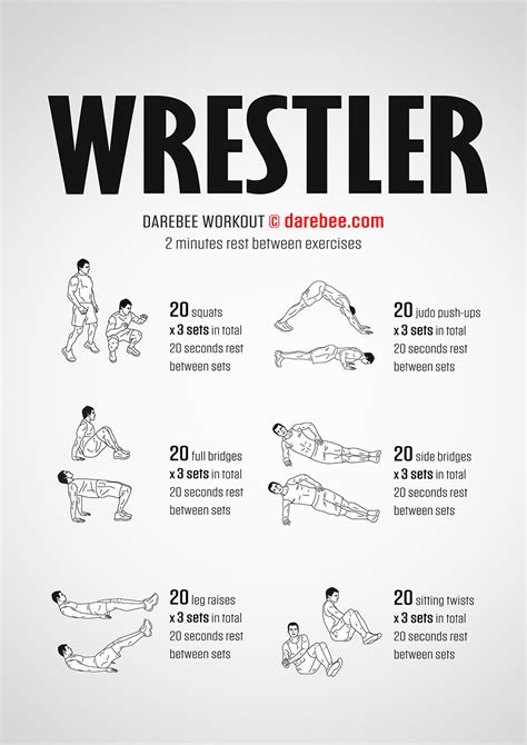 Wrestling exercises. Nov 8, 2017 · Schedule short lactic power sessions near the start and during wrestling season. Long anaerobic power: 10-20-second reps at near 99% maximum intensity: 12-20-minute rest intervals. Note, this form ... 