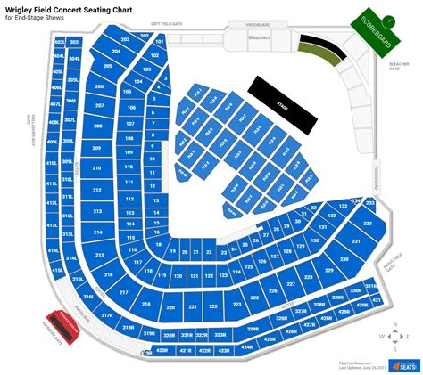 Wrigley field concerts seating chart. Between the dugouts near on-deck circles. Club Box Infield: Sections 8-12 and 23-27. Located behind dugouts. Club Box Outfield: Sections 3-7 and 28-32. Seated behind W Club and Maker's Mark Barrel Room. Bullpen Box: Front rows of Sections 6-7 and 30-31. New seats added where the bullpens used to be before being moved under the bleachers. 