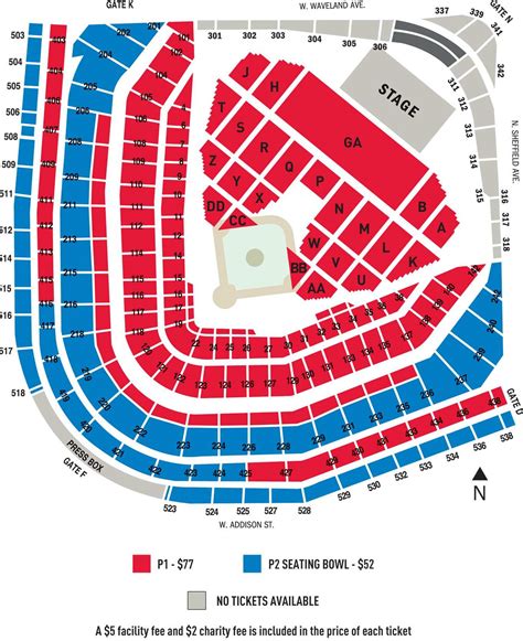 Wrigley Field seating charts for all events including concert. Sec