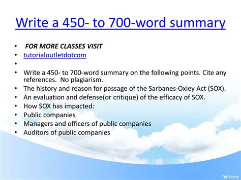 Write a 450 to 700 word summary/tutorialoutlet YouTube