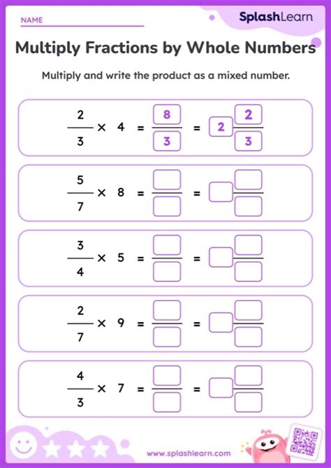Write a Fraction to Multiply with Whole Number Worksheet