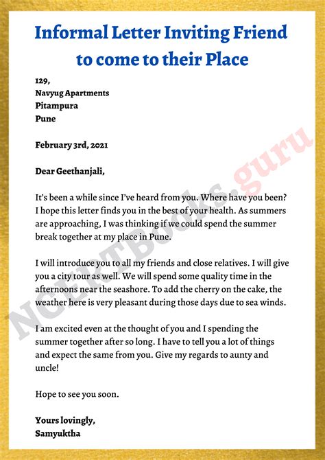 Write a letter to your friend for class 5.  By practicing letter writing, they can i...