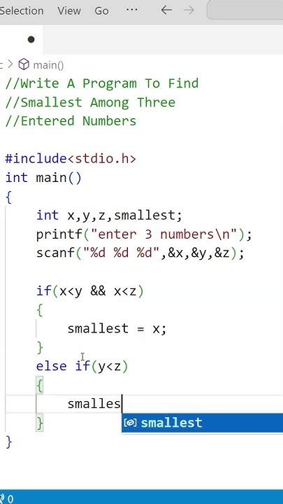 Write a program to find smallest of three numbers in c.  oodlescoop pr...
