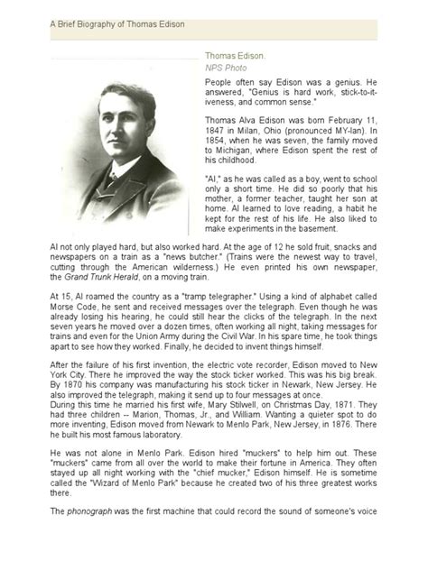 Write a short biography of thomas edison