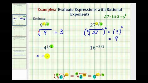 Write in Radical Form and Evaluate Rational Exponent YouTube