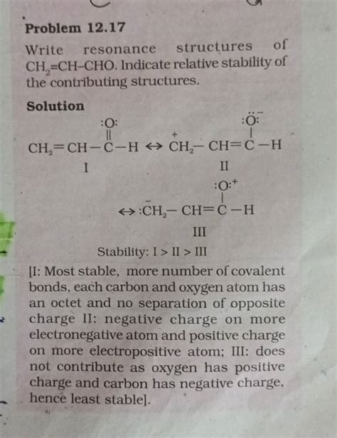 Write resonance structures of CH2 = CH–CHO, …