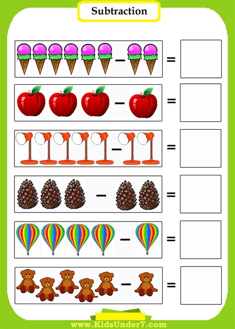 Write the Result and Color the Rest, Subtraction Worksheet 2