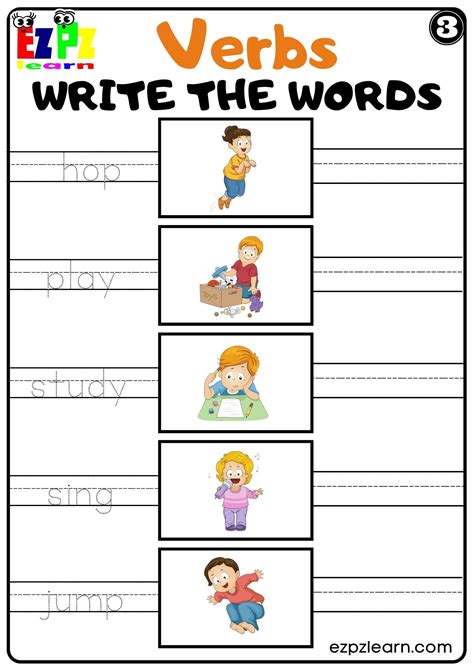 Write the Verb Verb Worksheet Have Fun Teaching