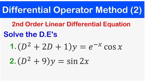 Write the second order differential equation as a system of two linear