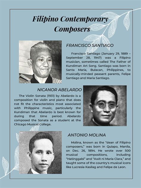 Write your biographical about the different filipino composer