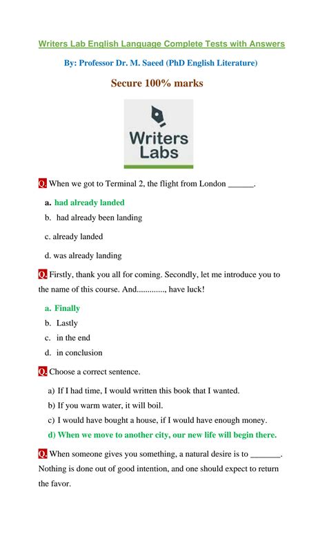 Writers For Rules Answers