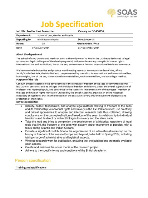 Writing A Job Specification Template