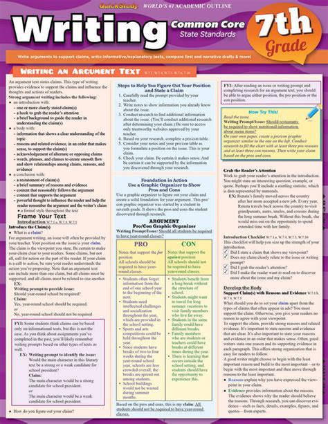 Writing Common Core 7th Grade Quickstudy