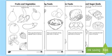 Writing Frames and Colouring Sheets Healthy Eating KS1