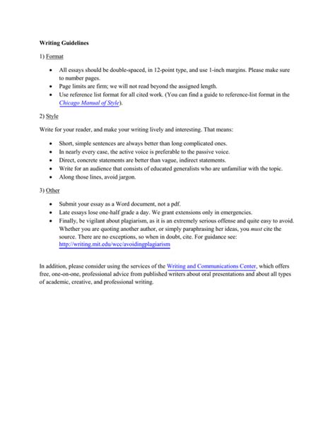 Writing Guidelines 1) Format