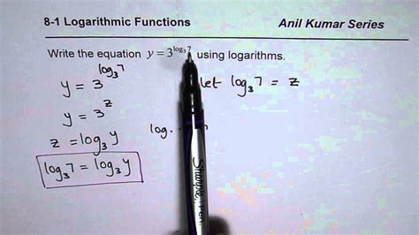 Writing Logarithmic Equations In Exponential Form YouTube