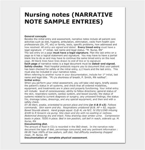 Writing Nursing Notes Examples