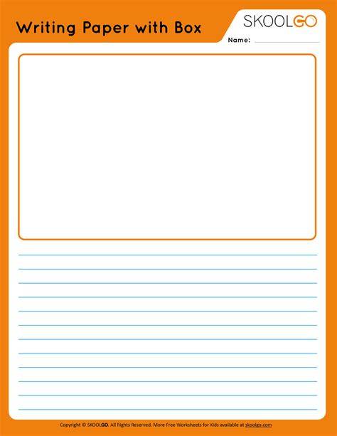 Writing Paper with Picture Box Worksheet by Free