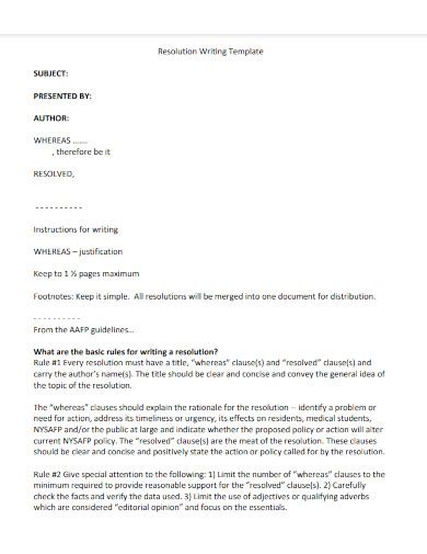 Writing Resolutions Format