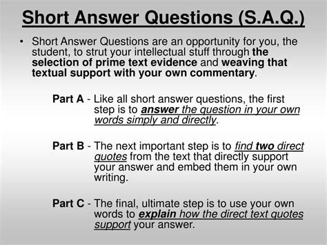 Writing Short Answer Questions