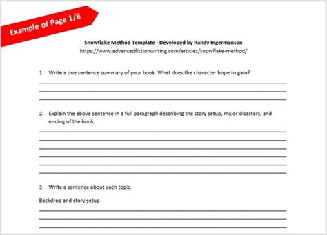 Writing Tool Snowflake Method Template Etsy
