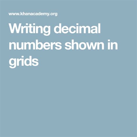 Writing decimal numbers shown in grids (video) Khan …