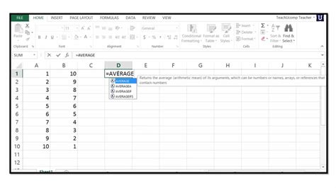Writing formulas in excel