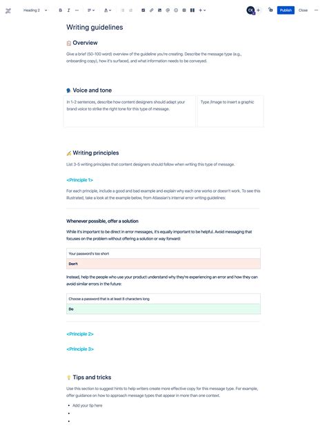 Writing guidelines template Atlassian