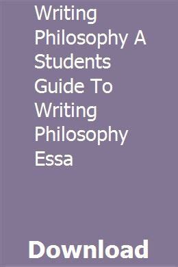 Writing philosophy a students guide to writing philosophy essa. - Nilfisk advance hr 2800 operators manual.