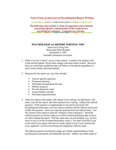 Writing psychological reports a guide for clinicians. - Automatic sprinkler nicet testing study guide.