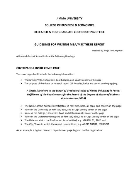 Writing style of research jimma univeesity.  This document outlines the general ...