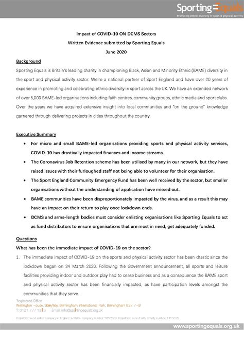 Written evidence submitted by Sporting Equals - Committees