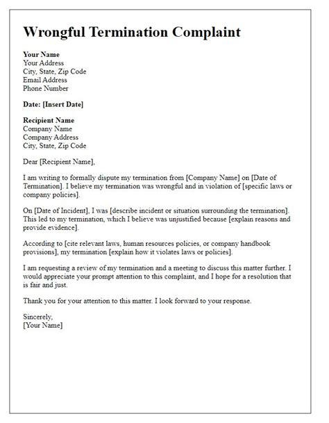 Wrongful termination complaint sample.  It is your opportunity to present your case, ...