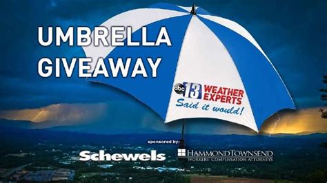 Wset 13 umbrella giveaway. WSET ABC 13 covers news, sports and weather in the Heart of Virginia: Lynchburg, Danville and Roanoke and nearby communities including Amherst, Lexington, Cave Spring ... 