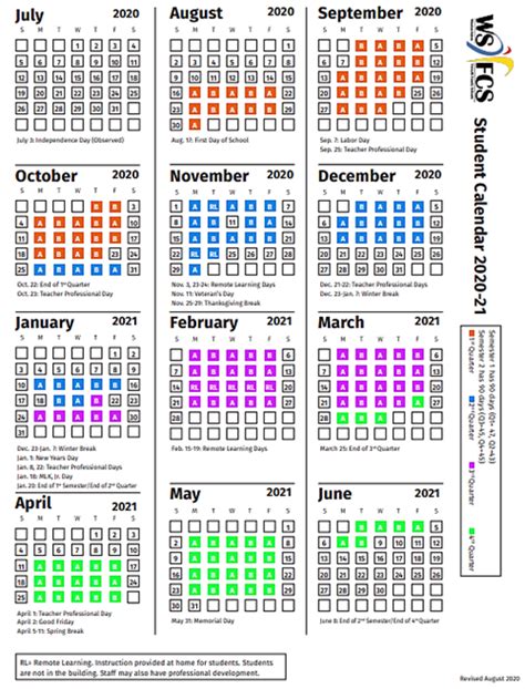 Wsfcs Student Calendar