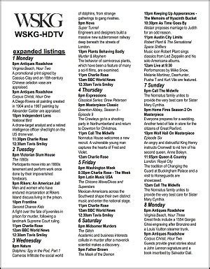 Wskg tv schedule. WSKG TV Schedule; Passport Login; WSKG Mobile App; Upstate History Documentaries; WSKG Productions; WSKG Live Stream; PBS Kids 24/7; WSKG TV Schedule; Education. 