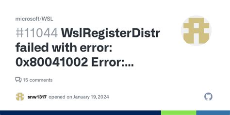 Wslregisterdistribution failed with error 0x80041002.  Jul 29, 2024 · I h...