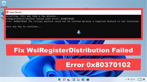 Wslregisterdistribution failed with error 0x80370102 windows 11.  Aug 12, 20...