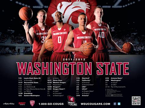 The official 2023-24 Men's Basketball schedule for the Washington State University Cougars. 