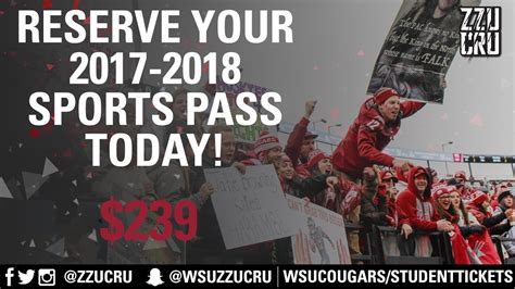 ZZU CRU is the official student fan group of Washington State Athletics and boasts as one of the largest student support groups in all of the Pac-12 Conference. Purchase your Sports Pass: WSU Pullman Campus $319, WSU Urban/Online Campus $200. 1. Log in to your myWSU student account (my.wsu.edu) . 